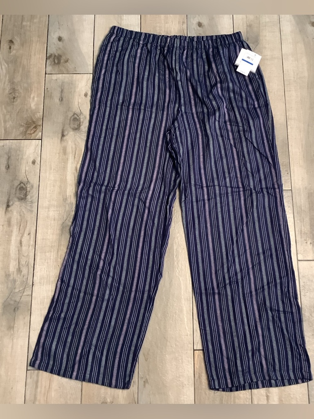 Women's Wide Leg Stripe Pants - Navy